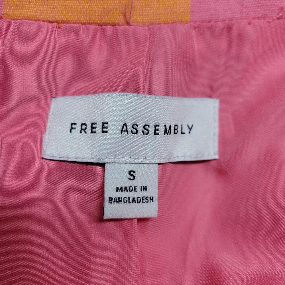 Free Assembly Blazer S Pink Yellow Gingham Check Colorful 1-Button Jacket - Picture 6 of 9